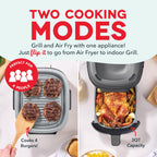 Dash Flip & Fry™ Digital 2-in-1 Grill + Air Fryer with 5 functions, 3 Qt Capacity, Air fryer & Indoor Grill for fries, wings, burgers and more - Forged Iron