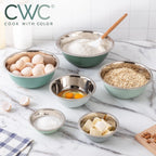 COOK WITH COLOR Stainless Steel Mixing Bowls Set - Nesting Bowls, 6 Pieces, Green