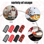 Geiserailie 8 Pieces Pan Handle Sleeve Heat Resistant Pot Sleeve Grip Non-Slip Skillet Pot Holder Machine Washable Cast Iron Handle Cover Cotton Assist Holder, 4 Styles, 3 x 6 Inch(Elegant Style)