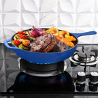 Utopia Kitchen Pre Seasoned Chefs Pan Cast Iron Skillet Frying Safe Grill Cookware for indoor & Outdoor Use (Blue, 10.25 Inch (Pack of 1))