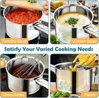 P&P CHEF 3 Quart Saucepan with Lid Set, Stainless Steel Small Cooking Pot Induction Sauce Pan for Pasta Soup, Ergonomic Handle & Tri-ply Base, Dishwasher Safe, 1 Pan