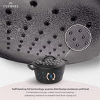 Cuisinel Cast Iron Dutch Oven - 3-Quart Deep Pot + Lid + Pan Scraper + Handle Covers - Large Pre-Seasoned Cooker for Baking Bread, Soup, Frying - Indoor/Outdoor Kitchen, Camping, Fire, BBQ Cookware