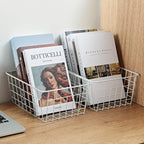 11" Upright Freezer Storage Baskets, White Wire Storage Bins Small Bakset for Freezer, Pantry, Bathroom Organizing, Set of 2