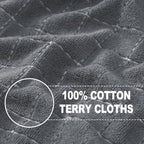 Homaxy 100% Cotton Terry Kitchen Towels(Grey, 13 x 28 inches), Checkered Designed, Soft and Super Absorbent Dish Towels, 4 Pack