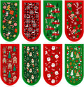 Patelai 8 Pack Christmas Cast Iron Skillet Handle Covers Red Green Hot Pot Handle Holder Cover Heat Resistant Non Slip Cast Iron Skillet Potholders Sleeves Protector for Kitchen Cooking Baking BBQ