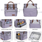 Maelstrom Lunch Bag Women,23L Insulated Lunch Box For Men Women,Expandable Double Deck Lunch Cooler Bag,Lightweight Leakproof Lunch Tote Bag With Side Tissue Pocket,Purple