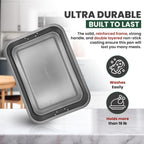 Large Lasagna Pan 12” x 16” - Heavy-Duty Nonstick Casserole Dishes for Oven - Convenient Deep Lasagna Baking Dish With Foldable Handles - Casserole Dish Is Dishwasher Safe and Perfect for Any Meal