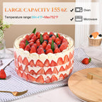 9 inch Large Salad and Trifle Bowl Glass with Lid, 155 oz Versatile Mixing and Serving Dish for Fruit, Laying Ice Cream, Cake, Cupcake, Baking, and Dessert, Microwave Safe