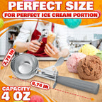 4 oz Ice Cream Scoop with Trigger Release #8 – Stainless Steel Versatile Tool for Baking, Cookies and Desserts Spoons, Easy-to-Clean, Dishwasher-Safe, Ergonomic Design for Precise Culinary Portions