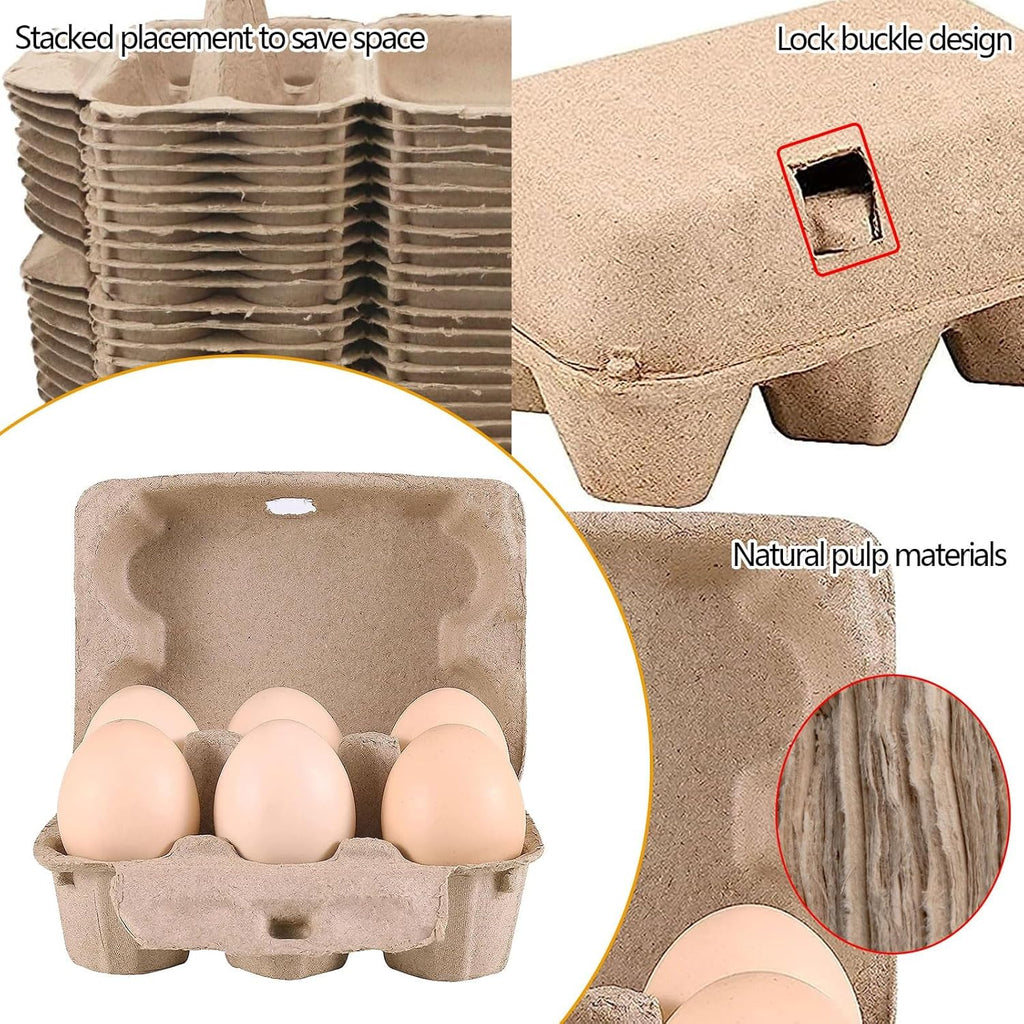 100 Pieces Natural Material Empty Egg Cartons, Each Holds 6 Fiber Egg Carton For Home, Farm, Market, Camping, Picnic, Travel,Reusable.