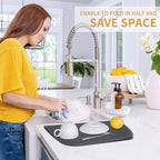 2 Pack Dish Drying Mat, Absorbent Microfiber Dish Drying Mats for Kitchen Counter, 16*24 inch Large Size Dish Drying Pads for Sink, Counterops