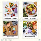 Everusely - Stainless Steel Food Containers - 3 Pack, Bright - Lunch Box - Snack Containers for Office, Home Food Storage - Leakproof with Silicone Lids - Dishwasher & Freezer Safe