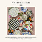 MACKENZIE-CHILDS Enamel Dipping Bowl, Small Serving Bowl for Entertaining, Gray-and-White Sterling Check