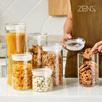 ZENS 27oz Glass Jars with Airtight Lid Set of 2, Clear Glass Storage Containers, Glass Kitchen Canisters with Airtight Lids, Coffee Jars for Brown Sugar, Pantry Organization