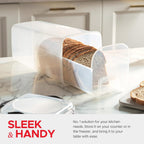 Tafura Bread Storage Container with Tray, Plastic Bread Box, Bread Container with Airtight Lid, Loaf Bread Keeper, Bread Holder for Homemade Bread, BPA Free