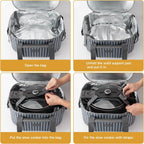 Fun Elements Double Layer Slow Cooker Carrier Bag for 6-8 Quart Oval CrockPot, Insulated Crock Pot Travel Bag with Support Pad and Adjustable Straps, Top Zip Compartment and Front Pocket for Utensils