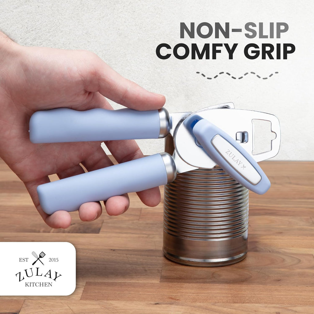 Zulay Kitchen Manual Can Opener with Bottle Opener with Turn Knob