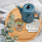 Fasmov 10 Inches Diameter Bamboo Lazy Susan Turntable, Spin Thicken Round Wood Tray Rotating Spice Rack for Kitchen Pantry Countertop Table