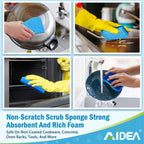 AIDEA Non-Scratch Scrub Sponge, 48Count, Sponges for Dishes, Sponges Kitchen, Cleaning Sponge, Cleans Fast Without Scratching, Stands Up to Stuck-on Grime, Cleaning Power for Everyday Jobs