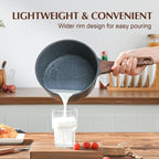 SENSARTE Nonstick Sauce Pan with Lid Saucepan Set, Swiss Granite Coating Sauce Pot Kitchen Cooking Pot Sets, Induction Comptable, Free of Intentionally Added PFOA, 1.5 + 2 QT