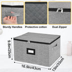 homyfort Wine Glass Storage Box, China Storage Containers with Dividers, Stemware Storage Case Holds 12 Wine Glass or long stem Crystal Glassware with Handles, Hard Shell and Stackable (Grey)