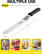 Anaeat Icing Spatula, Professional Cake Angled Offset Spatula with 12" Stainless Steel Blade - Thickened Frosting Knife with Durable Plastic Handle for Cake Decorating, Pastry & Baking