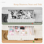 Criusia Drawer Organizer, 12 Pack Clear Plastic Kitchen Drawer Organizers Set,4-Size Versatile Bathroom and Vanity Organizer Trays,Storage Bins for Makeup, Bathroom, Jewelries and Office