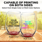 DISCOUNT PROMOS 10 ARC Stemless Wine Glasses Set, 21 oz. - Customizable Text, Logo - Chardonnay, Cabernet, Merlot, Sauvignon - Red