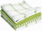 T-fal Premium Waffle Dish Cloths: Highly Absorbent, Super Soft Long Lasting - 100% Cotton, 12"x13" Flat Waffle Dish Towel for Cleaning & Drying Dishes, (4-Pack), Green