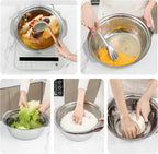 304 Stainless Steel Microporous Colander with Handle, Rice Washers Microporous Strainer Set For washing vegetables, fruits and rice, and draining cooked pasta(4QT with handle-Gold)