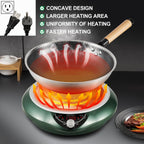 Induction Wok Pan Cooktop 1700W (85V~175V) 16 Levels Temperature & Power Control Induction Wok Burner with 18 Hours Timer, Auto-off, Fast & Even Heating Concave Electric Stove (Green)
