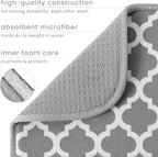 S&T INC. Dish Drying Mat, 16” x 18”, Absorbent Microfiber Kitchen Counter Mat, Dish Drying Pad for Dishes, Utensils, Pots and Pans, Large, White Trellis