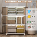 Extra Large Stackable Storage Bins with Lids and Wheels, Foldable Collapsible Closet Organizers,1008QT-168QT/42GAL*6Pack Plastic Stackable Storage drawers for bedroom Dorm
