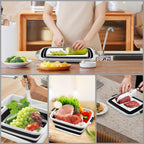 Collapsible BBQ Prep Tub with Cutting Board & Lid – 7.95 Gal / 30L Space-Saving Food Container – BPA-Free Heavy-Duty Plastic, Dishwasher Safe with Drain Hole – Offset Smoker, Backyard & Grilling