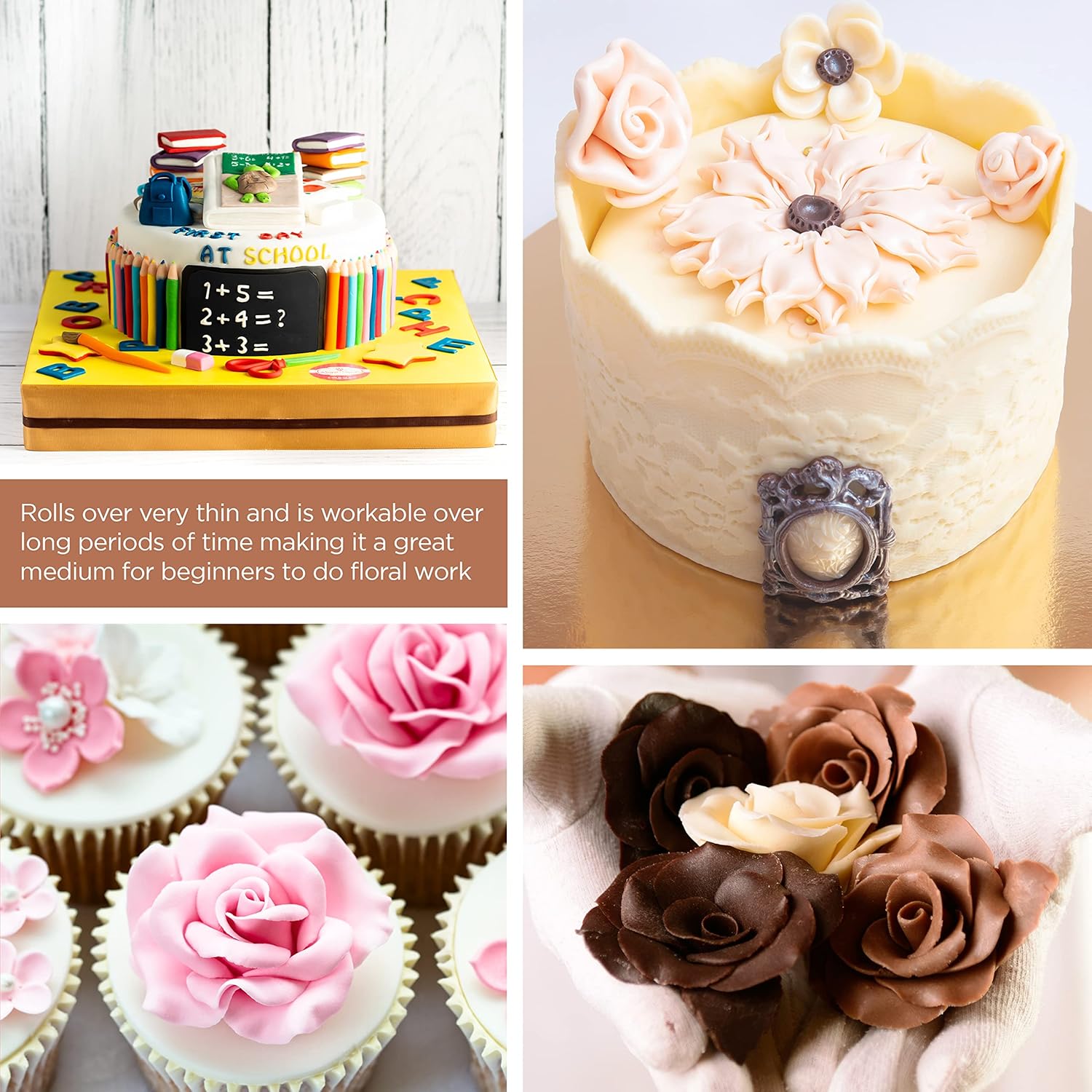 Bakerpan Bright White Modeling Chocolate - 1 Pound - Sculpt Cakes, Model Figurines, and Create Cake Toppers (Made in USA)