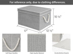 StorageWorks Storage Bins with Lids, Decorative Storage Boxes with Lid and Soft Rope Handles, Foldable Storage Baskets for Closet, Shelves, Stackable, Gray, Jumbo, 3-Pack