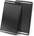 Cast Iron Griddle for Stove Top Large Flat Top Double Griddle Pan for Gas Grill, Fits Two Burners, for Gas, Electric, Ceramic Stovetops, Indoor & Outdoor Cooking - 19" x 10"