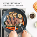 Nonstick Ceramic Frying Pan with Lid, Non Toxic Skillet, Healthy Egg & Omelet & Chef's Pan, PTFE PFOA & PFAS Free, Induction Compatible (8Inch W/L)