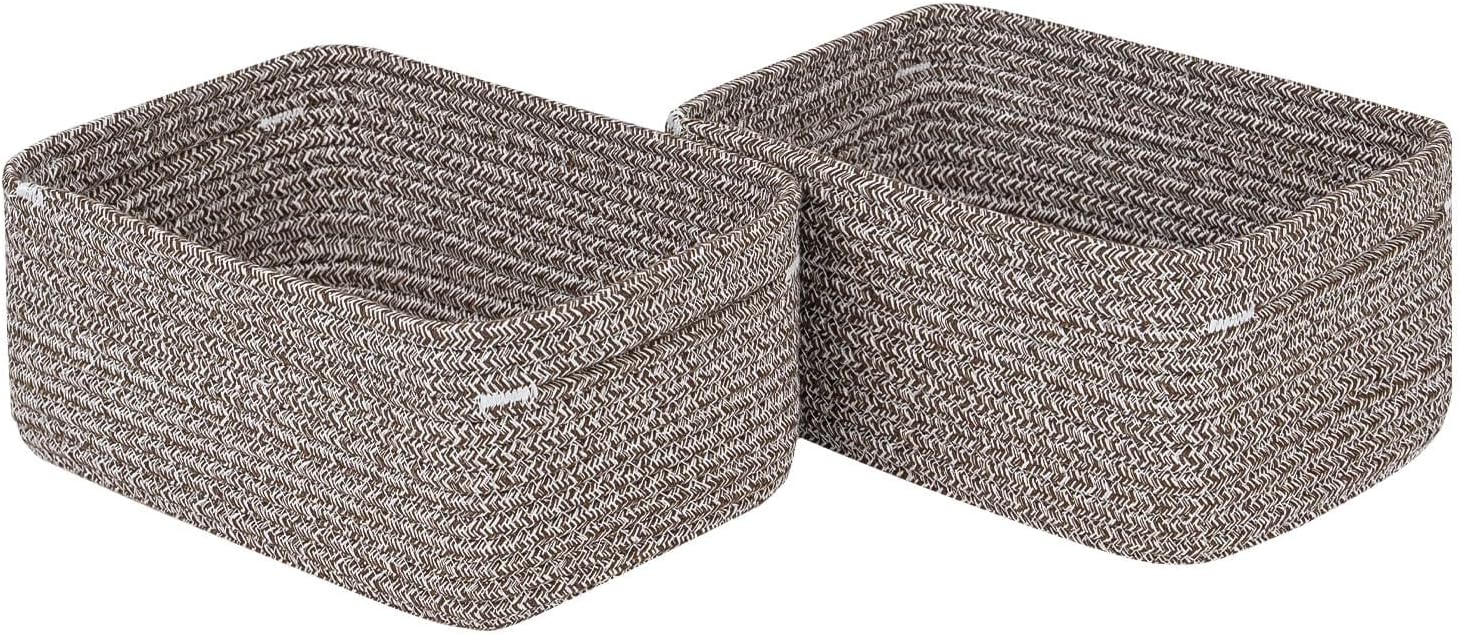 CubesLand Woven Basket for Organizing/Storage,Cube Shelf Closet Storage Baskets Bins,Long-lasting Toy Storage Basket,Stylish Room Decor Basket,Rope Basket,Mixed Dark Brown Basket for Shelves