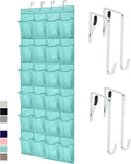 GORILLA GRIP Over the Door Shoe Organizer, 24 Large Breathable Mesh Pockets, Space Saving Hanging Storage Holder, Closet Rack Hanger Holds Up to 40 lbs, Hangs on Closets, Shoes, Accessories, Turquoise