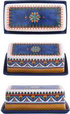 Bico Havana Ceramic Butter Dish with Lid, Wide Butter Keeper for Counter, Kitchen Countertop, Microwave and Dishwasher Safe