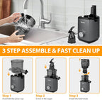 Pukomc Cold Press Juicer,5.8" Wide Feed Chute Juice Extractor Machine with 300W,Slow Masticating Juicer for Whole Vegetables & Fruits,High Juice Yield,Easy to Clean,Grey