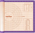 Silicone Pastry Baking Mat Non Stick-Large Rolling Dough with Measurements-Non Slip Pizza,Fondant,Pie,Cake Baking Mat - 26 x 16 Inch By Cook Time(Purple)
