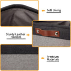 DULLEMELO Storage Bins 16"x12"x12" With Leather Handles for Organizing,Decorative Collapsible Storage Baskets for Shelves Closet Home Office (Black&Grey)