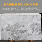 Koville African Natural Marble Rolling Pin, Non-Stick Polished Dough Roller, Pasta, Dumpling, Fondant, Pie Crust, Bread, Pizza Dough, Kitchen Baking Pastry Tools with Mat/Scraper(Grigio Fantasy)