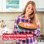 Tart Pan 10 Inch Removable Bottom- Carbon Steel Quiche Pan, Rust & Temperature Resistant Quiche Baking dish 550-600 °F- Non-Stick, Sturdy & Dishwasher Safe- Perfect for Baking Tarts (10 Inch)