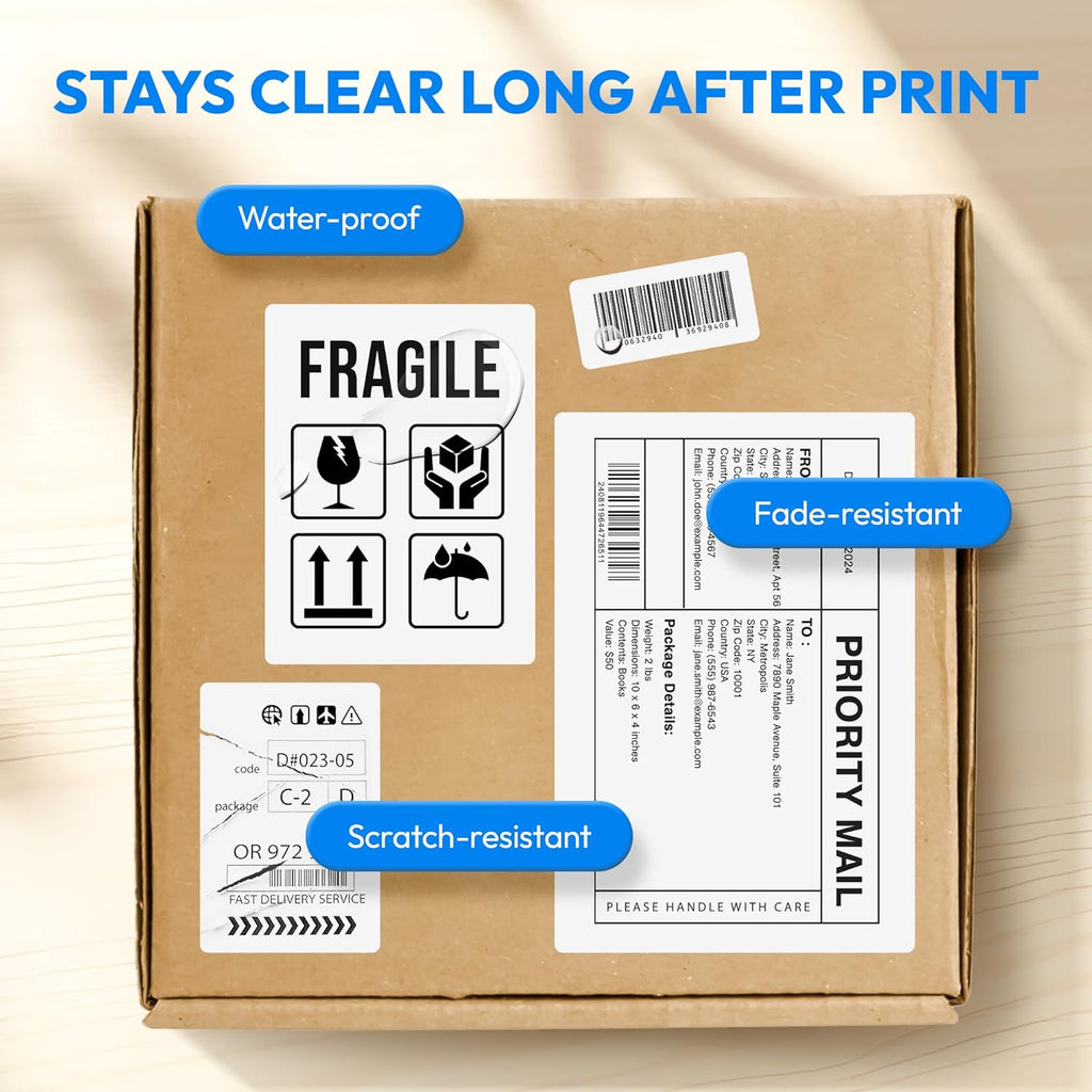 3x2 Direct Thermal Label, Barcode Address Mailing Name Shipping Labels, Perforated Thermal Stickers, Multipurpose, Commercial Grade for Thermal Printer, Strong Adhesive, 735/Roll, 4 Rolls