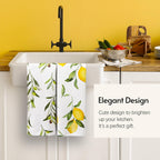 Kitchen Towels, Premium Dish Towels for Kitchen Drying, 18" x 30" Microfiber Kitchen Towel Set, Quick Dry Tea Towels, Watercolor Lemon Series, 2-Pack