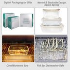 Urban Green Glass Food Container Set with Glass Lid, Large Meal Prep Container Set, Airtight Food Storage Containers with Air Vent Lid, 2 Pack, Large, 87oz, LeakProof, 100% Plastic Free, White color,