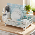 MOUKABAL Dish Drying Rack, Dish Rack, Large Dish Racks for Kitchen Counter, Drying Rack Kitchen with Removable Utensil Holder, Drainboard 16.9" x 12.9" x 5.9"(White)
